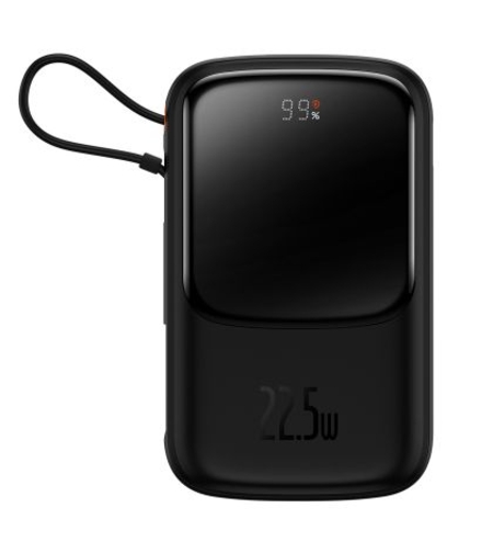 Преносима батерия Baseus, QPow Pro 10000mAh, USB+Type C, PD22,5W, с кабел Type C(PPQD06101), Черен