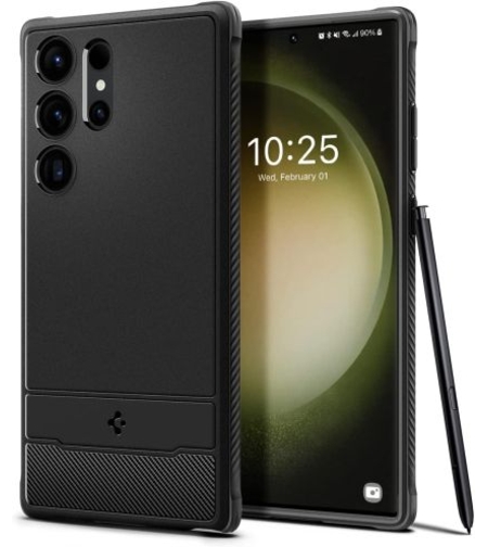 Кейс Spigen, Rugged Armor, за Samsung Galaxy S23 Ultra (ACS05613), Черен Matt