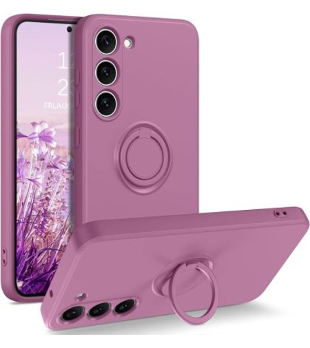 Кейс Vennus Silicone Ring за Samsung Galaxy S23, Метален ринг, Защита около камерата, Лилав