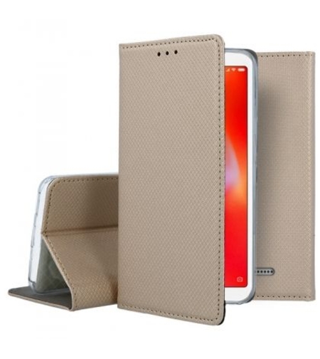 Кожен калъф Flip Book Smart за Xiaomi Redmi 6/6A, Златен