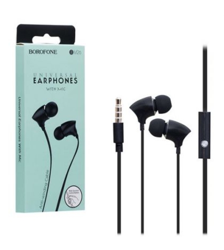 Аудио слушалки Borofone, Earphones BM26 Rhythm, Микрофон, Меки тапички, Черни