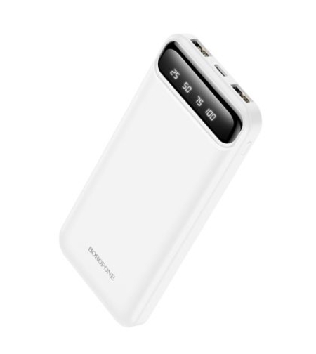 Преносима батерия Borofone, 10 000mAh BJ14 Freeway, 2xUSB+Type C, Бяла