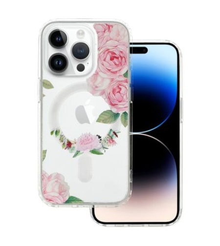 Кейс Magsafe за IPhone 13 Pro, Прозрачен с розови рози