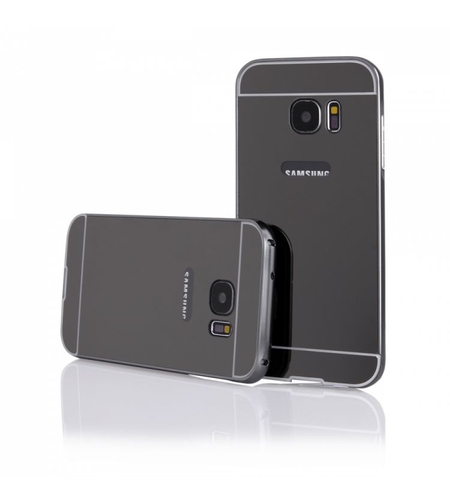 Луксозен гръб Luxury Bumper с огледален ефект в сиво и метална рамка-бъмпер за Samsung G930 S7