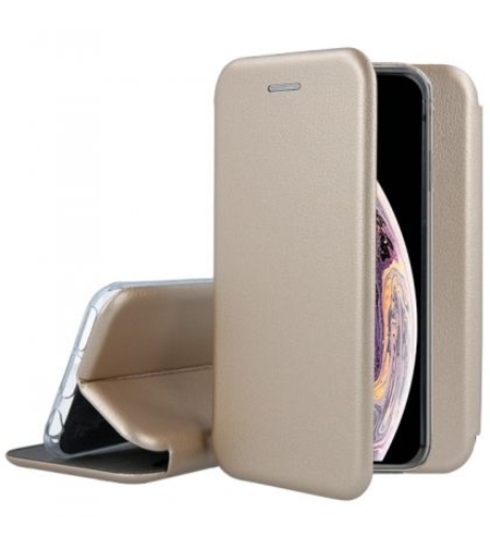 Луксозен кожен калъф Vennus Soft Book Prestige за IPhone X/XS, Златен