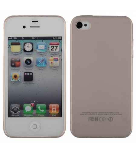 Ултра тънък силиконов гръб за IPhone 4/4S, Черен/Прозрачен
