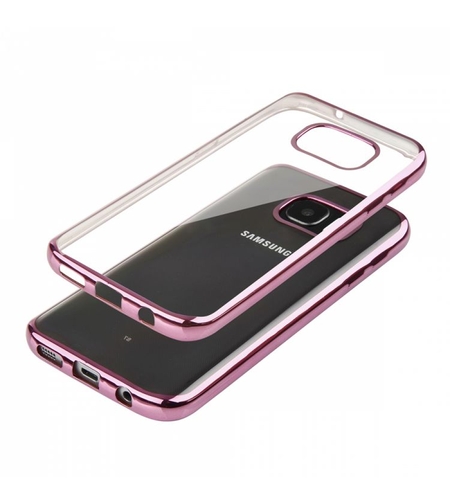Луксозен силиконов калъф Glossy с розова рамка за Samsung G930 Galaxy S7