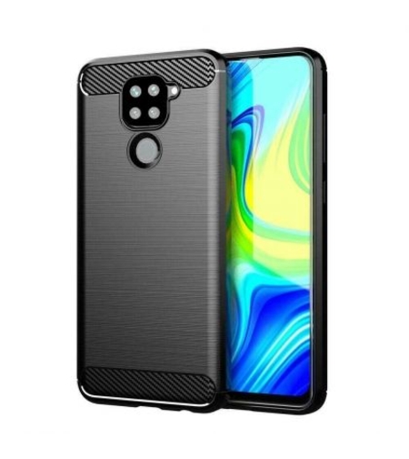 Anti Shock гръб Carbon за Xiaomi Redmi Note 9 със силиконова защита около камерата, Черен