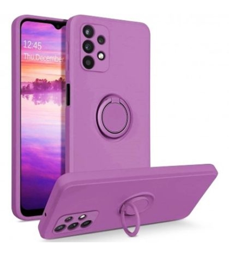 Кейс Vennus Silicone Ring за Samsung Galaxy A13 4G, Метален ринг, Защита около камерата, Лилав
