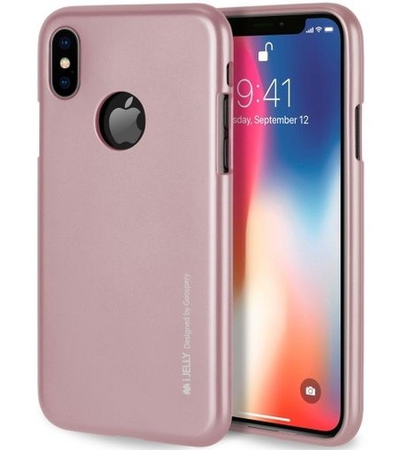 Луксозен силиконов гръб i-Jelly Metal Mercury Goospery за IPhone XS MAX, Розово златен