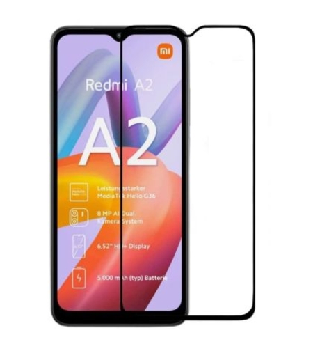 6D стъклен протектор Full Glue Cover, за Xiaomi Redmi A2/A2 Plus, Черен
