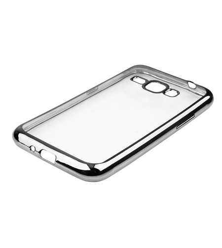 Луксозен прозрачен силиконов гръб Glossy със сива рамка за Samsung J320F Galaxy J3 (2016)