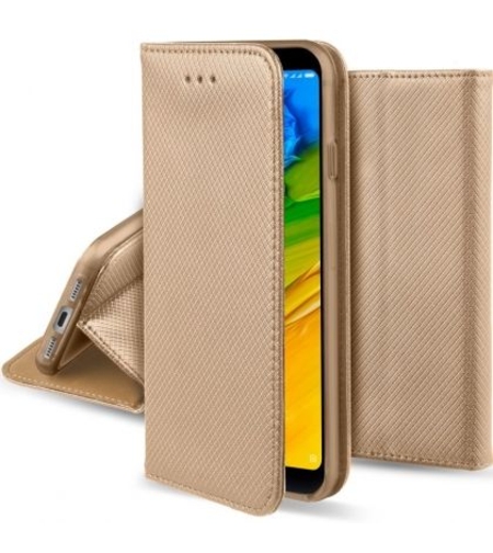 Кожен калъф Flip Book Smart за Xiaomi Redmi Note 5A, Златен