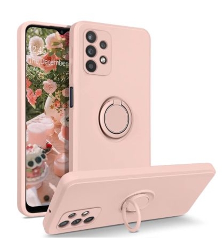 Кейс Vennus Silicone Ring за Samsung Galaxy A53 5G, Метален ринг, Защита около камерата, Светло розов