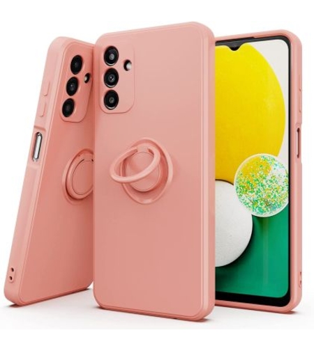 Кейс Vennus Silicone Ring за Samsung Galaxy A13 5G/A04S, Метален ринг, Защита около камерата, Светло розов