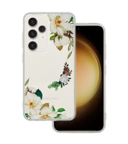 Кейс Tel Protect Flower, за Samsung Galaxy A33 5G, Защита около камерата, Прозрачен с бели цветя