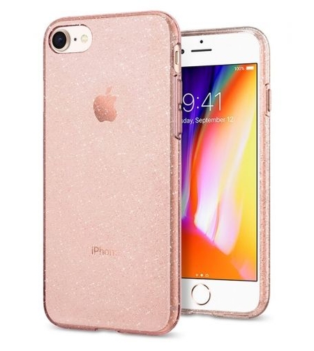 Силиконов гръб Lily Crystal Glitter за IPhone 7/8, Розов прозрачен