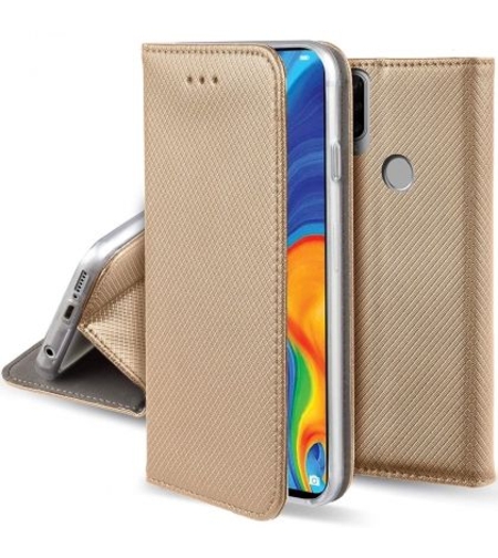 Кожен калъф Flip Book Smart за Huawei P30 Lite, Златен