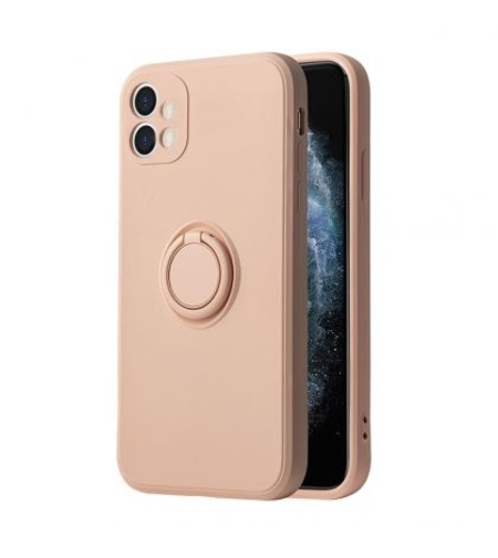 Кейс Vennus Silicone Ring за Xiaomi Mi 11, Метален ринг, Силиконова връзка за ръката, Бледо розов