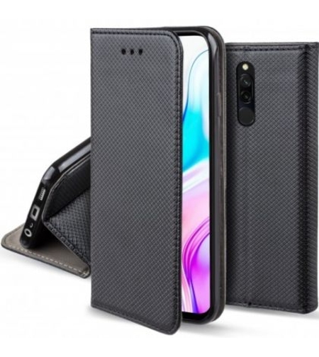 Кожен калъф Flip Book Smart за Xiaomi Redmi 8, Черен