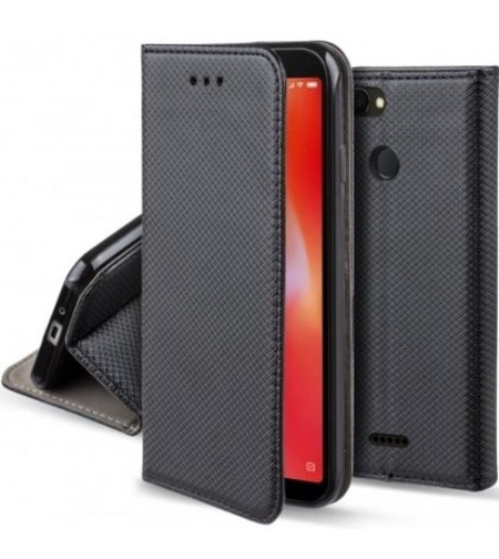 Кожен калъф Flip Book Smart за Xiaomi Redmi 6/6A, Черен