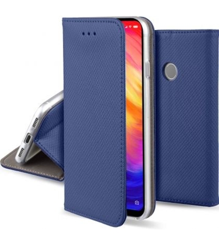 Кожен калъф Flip Book Smart за Xiaomi Redmi Note 7, Син