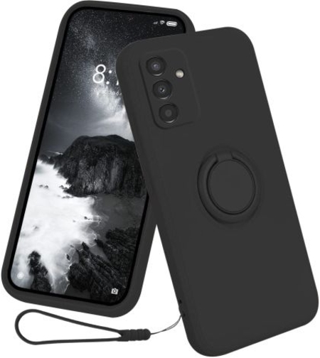 Кейс Vennus Silicone Ring, за Samsung Galaxy A13 5G/A04S, Метален ринг, Защита около камерата, Черен