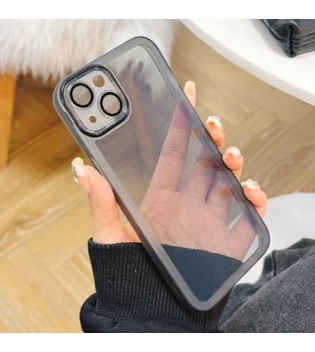 Силиконов кейс Protective Lens, IPhone 14, Защита на камерите и обективите, Черен прозрачен