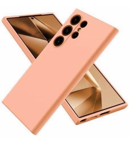 Кейс Silicone Lite за Samsung Galaxy S24 Ultra, Защита около камерата, Праскова