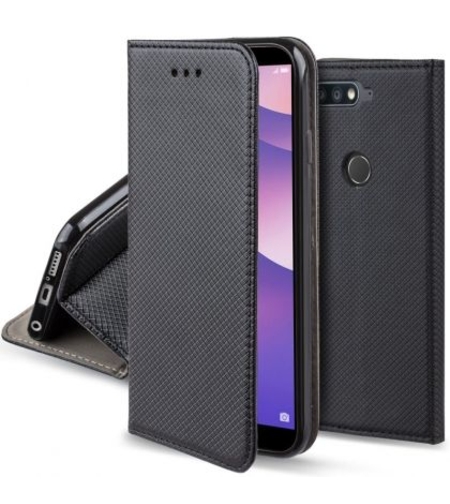 Кожен калъф Flip Book Smart за Huawei Y7 2018/Y7 Prime 2018, Черен