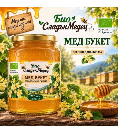 900 г БИО ПЧЕЛЕН МЕД БУКЕТ '26