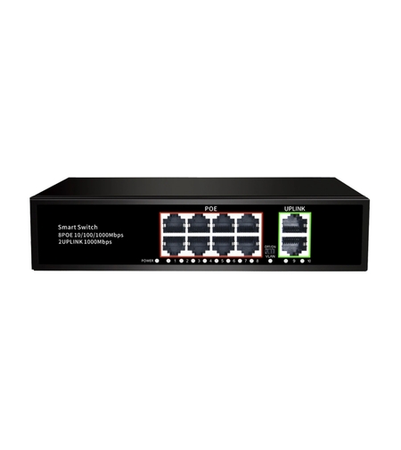PoE Gigabit Суич 10/100/1000, 8 ports + 2 Uplink x 1000Mbit, 20Gbps IEEE802.3af/at, 120W, 250m