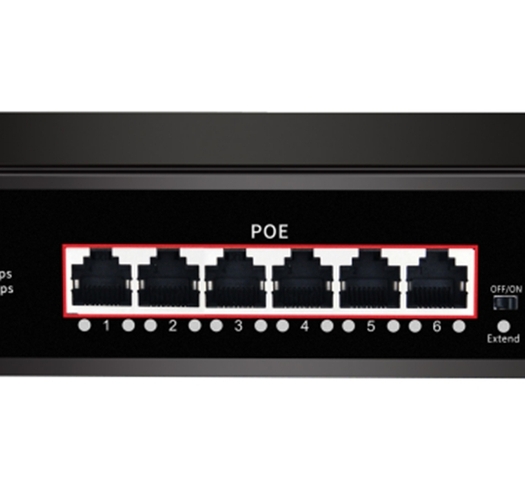 PoE Суич 10/100, 6 ports + 2 Uplink x 100Mbit, 1.6Gbps IEEE802.3af/at, 78W, 250m