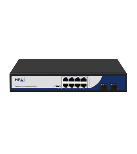 POE Суич 10/100/1000, 8 Ports + 2 SFP UPLINK Ports, 20Gbps, IEEE802.3af/at, 220VAC