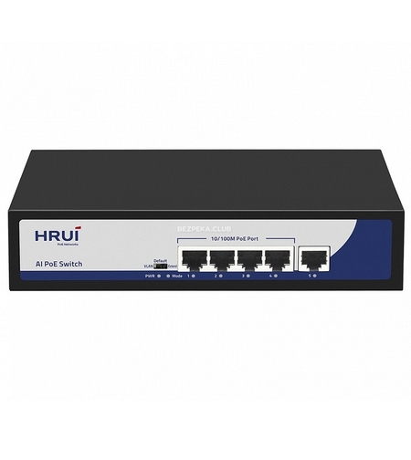 PoE Суич 10/100, 4 ports + 1 Uplink x 100Mbit, 1.0Gbps IEEE802.3af/at, 65W,250m
