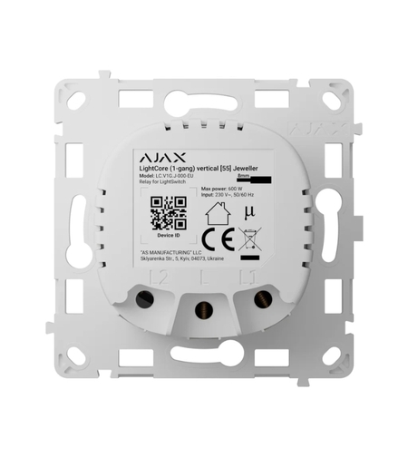 Безжичен единичен интелигентен ключ - основа с монтажна рамка - Ajax LightCore 83427.142.NC