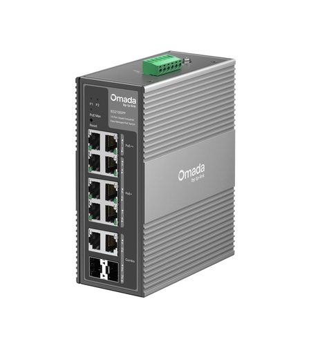 10-Port Gigabit Industrial Easy Managed Switch with 6-Port PoE+ and 2-Port PoE++ Omada by TP-Link IES210GPP
