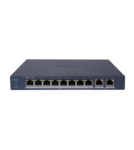 PoE Суич HikVision DS-3E1510P-EI/M(B) 8xGigabit + 2xGigabit RJ45 Smart Managed