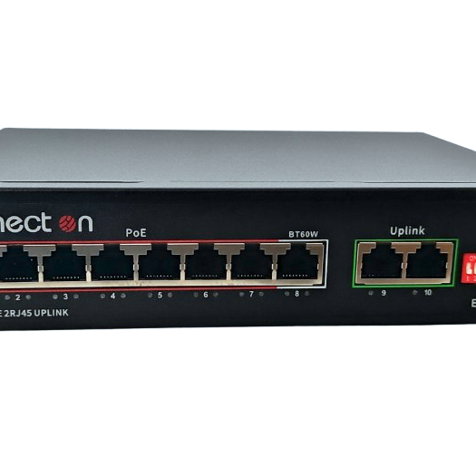 Hi-PoE Суич 10/100, 8 ports + 2 Uplink, 2.0Gbps IEEE802.3af/at, 120W, 250m