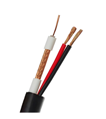 Микрокоаксиален кабел RG59 + 2x0,75mm Черен 100м