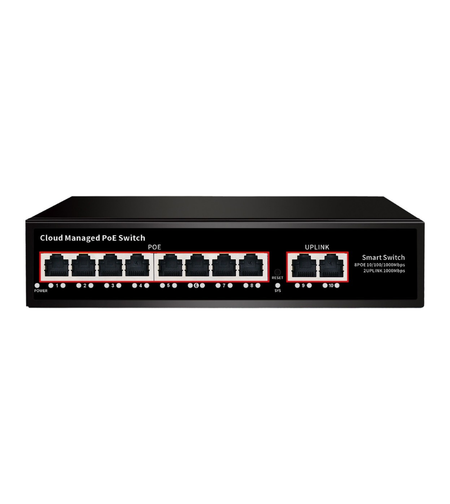 8 Port Gigabit Cloud-managed POE Суич ConnectOn (2 uplink)
