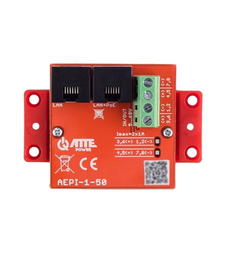 Passive 1-channel PoE адаптер 10/100/1000Mbps - ATTE Power AEPI-1-50