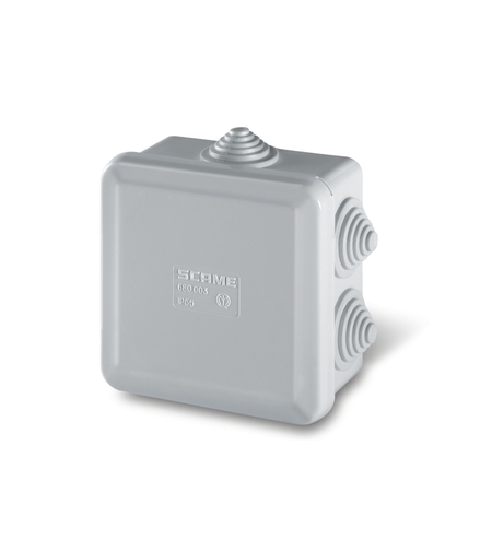 Кутия PVC 80х80х40 IP55,UV,7 щуцера SCAMEзатваряне на клик