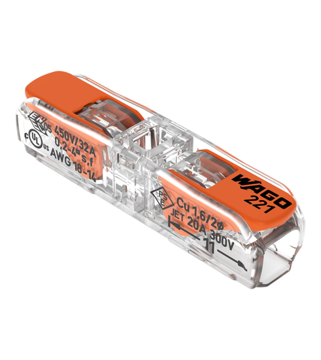 WAGO клема 221-2411 IInline 2х(0.2 - 4мм2) за многожилен и твърд проводник