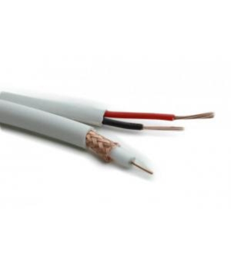 Коаксиален кабел RG59 CU + 2x0,50mm CU БЯЛ