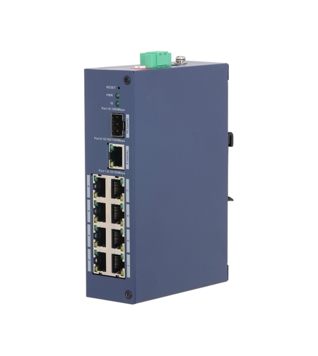 10-портов L2 индустриален мрежов комутатор, 8xFE/1xGE/1xSFP - DAHUA CHS4110-8ET