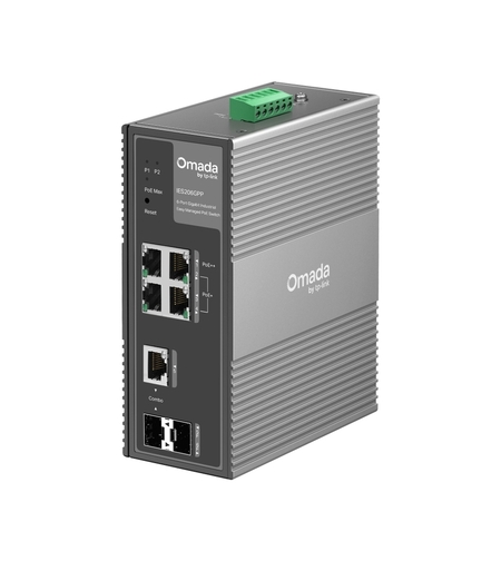 6-портов Gigabit индустриален Easy Managed PoE++ суич - Omada by TP-Link IES206GPP