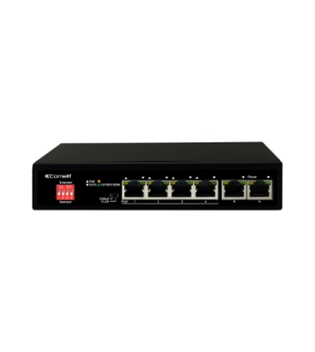 PoE мрежов суич, 4 порта + 2 Gigabit uplink, 10/100/1000 Mbps - Comelit IPSWP06N01A