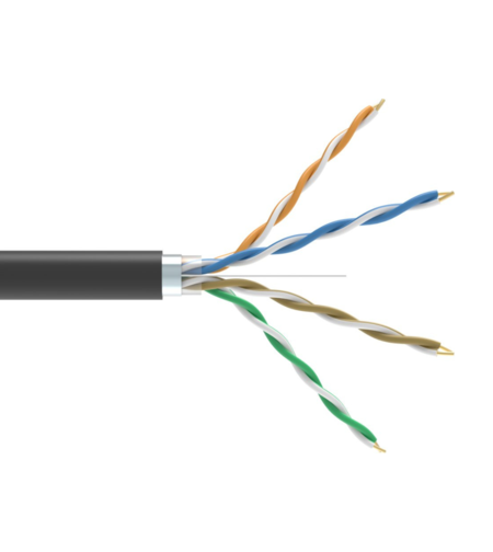 FTP CAT5e 24AWG CU, UV защитена PE външна изолация, ETL сертифициран - черен