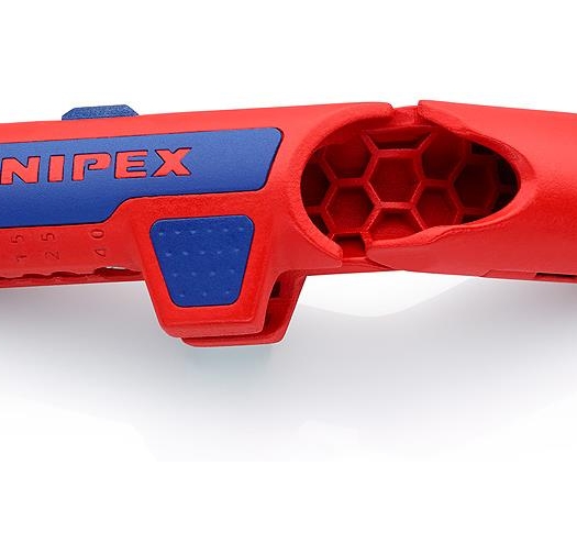 Универсален инструмент за заголване на кабел с фиксатор ErgoStrip Knipex